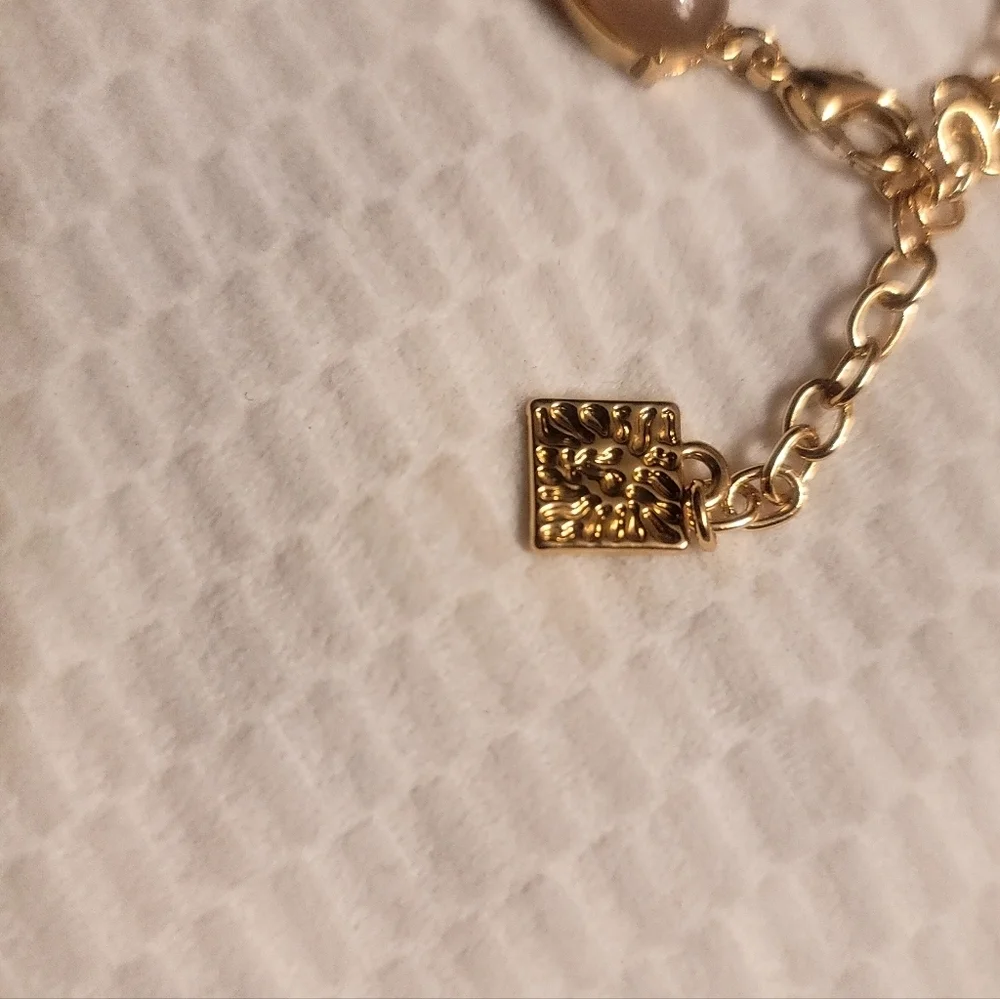 🤩😍❤️Anne Klein Gold Smoky Pastel Cat eye Look Beaded Necklace